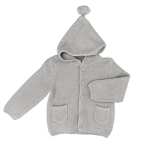 טען תמונה לגלריה, Knitted cotton jacket || Light gray