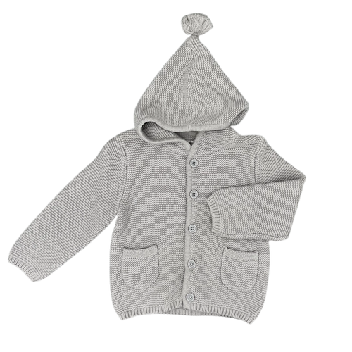 Knitted cotton jacket || Light gray