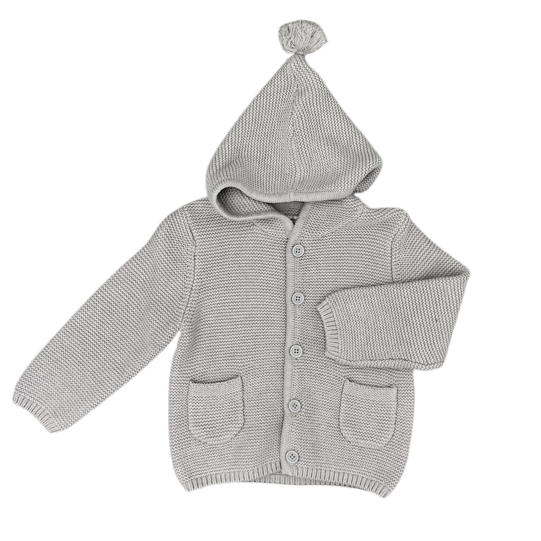 Knitted cotton jacket || Light gray