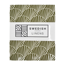 Load image into Gallery viewer, Seashells olive green || Swedish linens