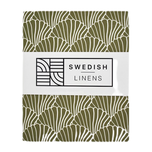 Seashells olive green || Swedish linens