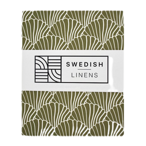 Seashells olive green || Swedish linens