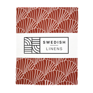 Seashells burgundy || Swedish linens