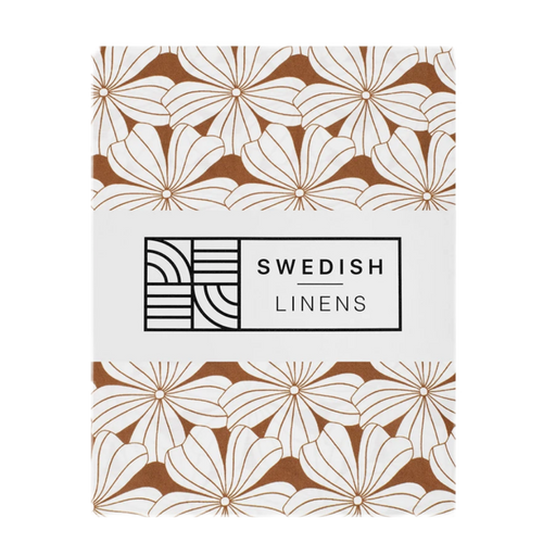 Flowers cinnamon brown || Swedish linens