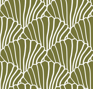 Seashells olive green | סדין למיטת יחיד