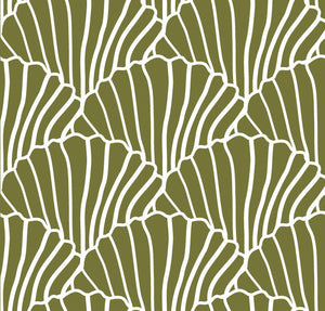 Seashells olive green | סדין למיטת יחיד