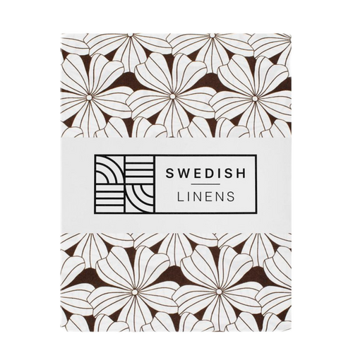 flowers chocolate brown || Swedish linens