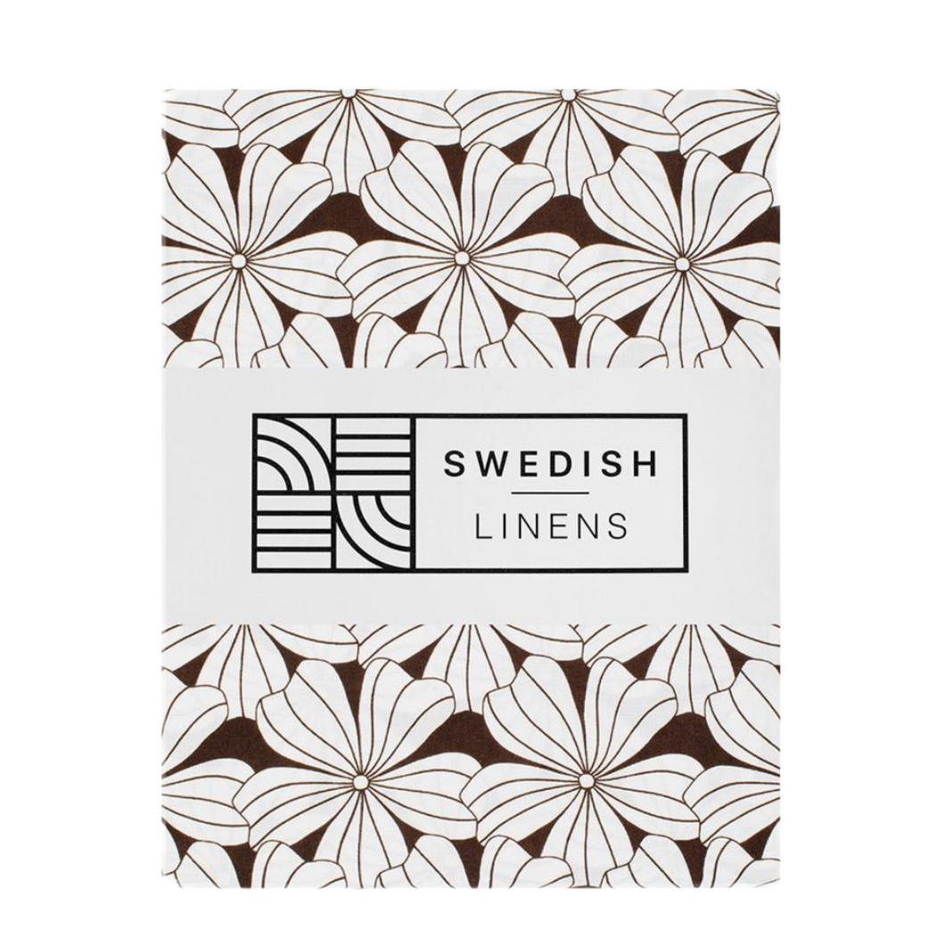 flowers chocolate brown || Swedish linens
