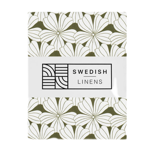 Flowers olive green || Swedish linens