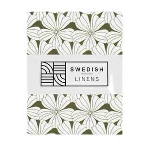 Flowers olive green || Swedish linens