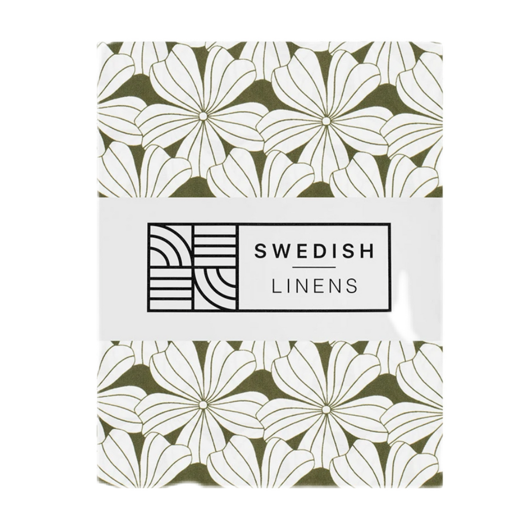 Flowers olive green || Swedish linens