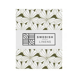 Flowers olive green || Swedish linens