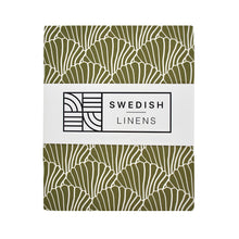 Load image into Gallery viewer, Seashells olive green || Swedish linens