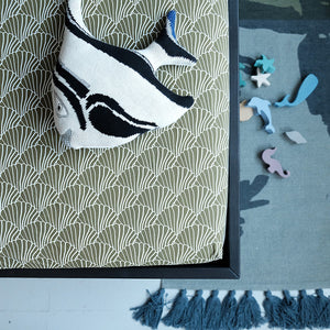 Seashells olive green || Swedish linens